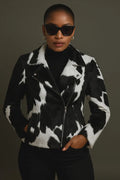 Handcrafted Hair-On Cowhide Leather Biker Jacket: Women's Slim Fit