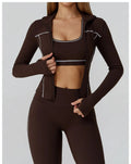 Honeycomb Activewear Set: High Waist Leggings & Crop Top Bodysuit