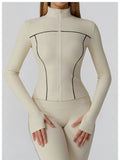 Anchor Clothing Women's Contour Gym Set - Zip Up Jacket & Leggings with Piping