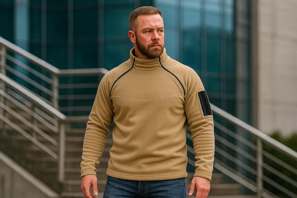 Men's Military Fleece Pullover: Warm Winter Hoodie with Zip Pocket