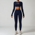 Women’s Seamless Yoga Set – Workout Clothes Gym Leggings Sports Bra Crop Top Long Sleeve Fitness Outfit Athletic Wear Activewear