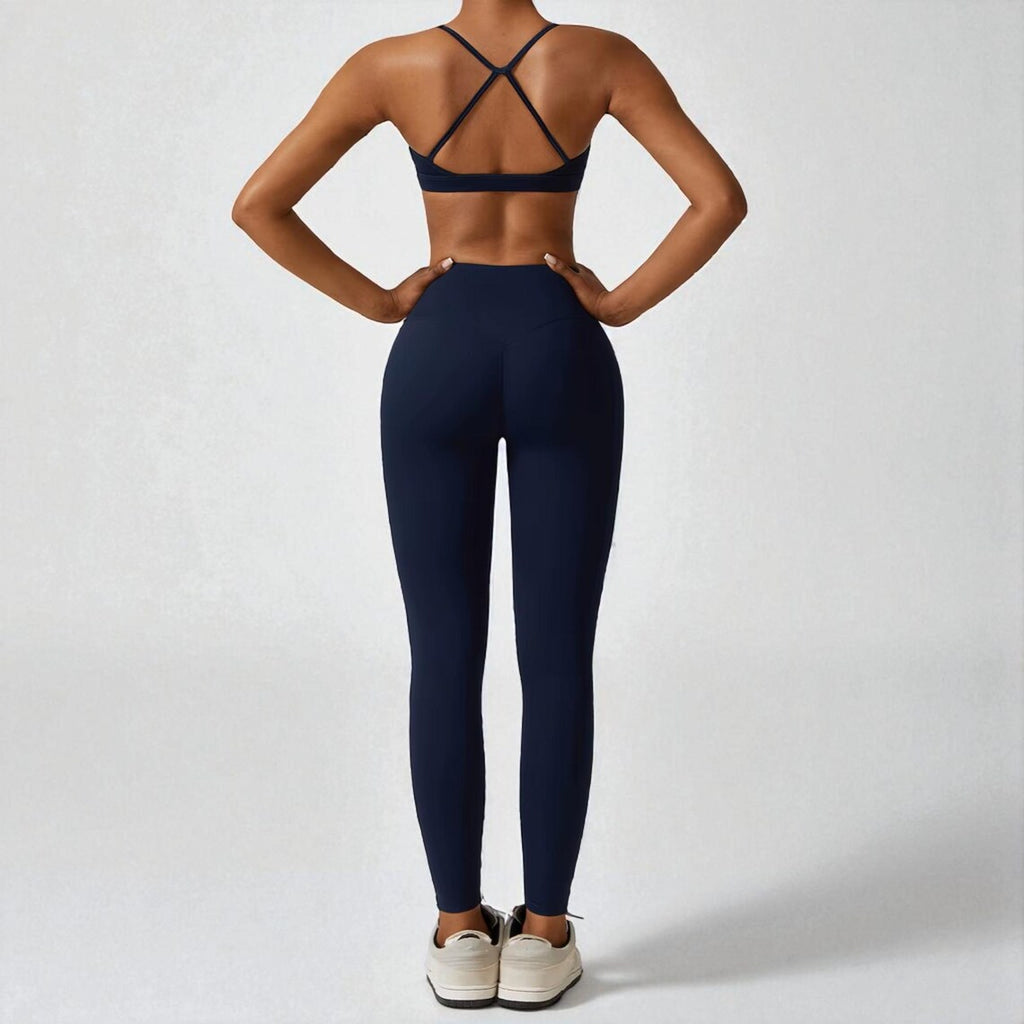 Women’s Seamless Yoga Set – Workout Clothes Gym Leggings Sports Bra Crop Top Long Sleeve Fitness Outfit Athletic Wear Activewear