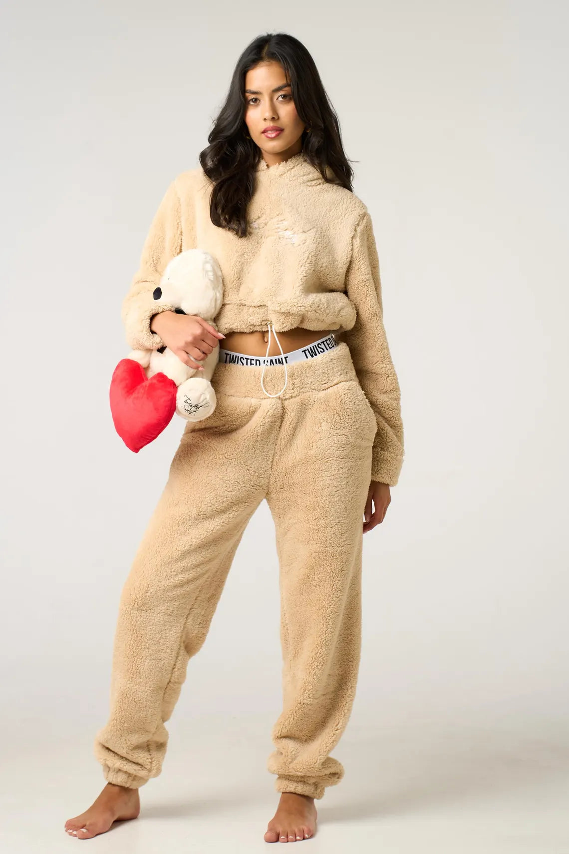 Women's Teddy Tracksuit. Fleece Cropped Hoodie or Joggers Set Loungewear Fluffy Winter Gifts for Her blogger Coord Borg Sweatshirt Gifts
