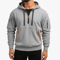 Men’s Utility Pocket Half Zip Hoodie | Casual Streetwear Pullover Sweatshirt | Warm Winter Top