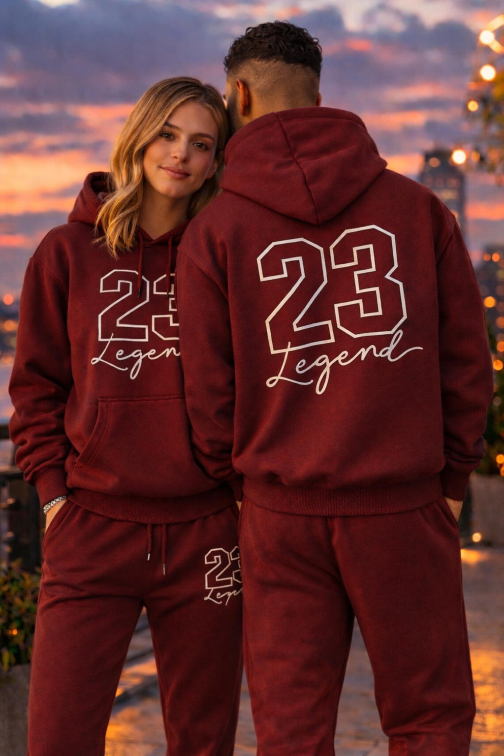 Unisex Couple Tracksuit Set 23 Legend Hoodie Jogger Set Matching Outfit Streetwear Loungewear Gift