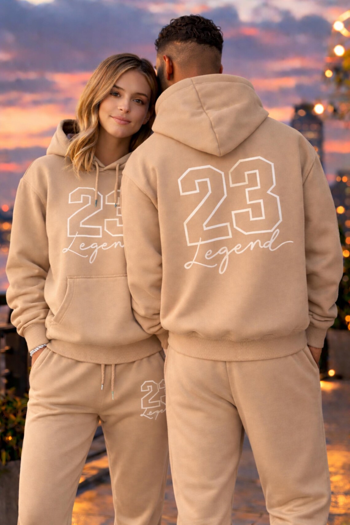 Unisex Couple Tracksuit Set 23 Legend Hoodie Jogger Set Matching Outfit Streetwear Loungewear Gift