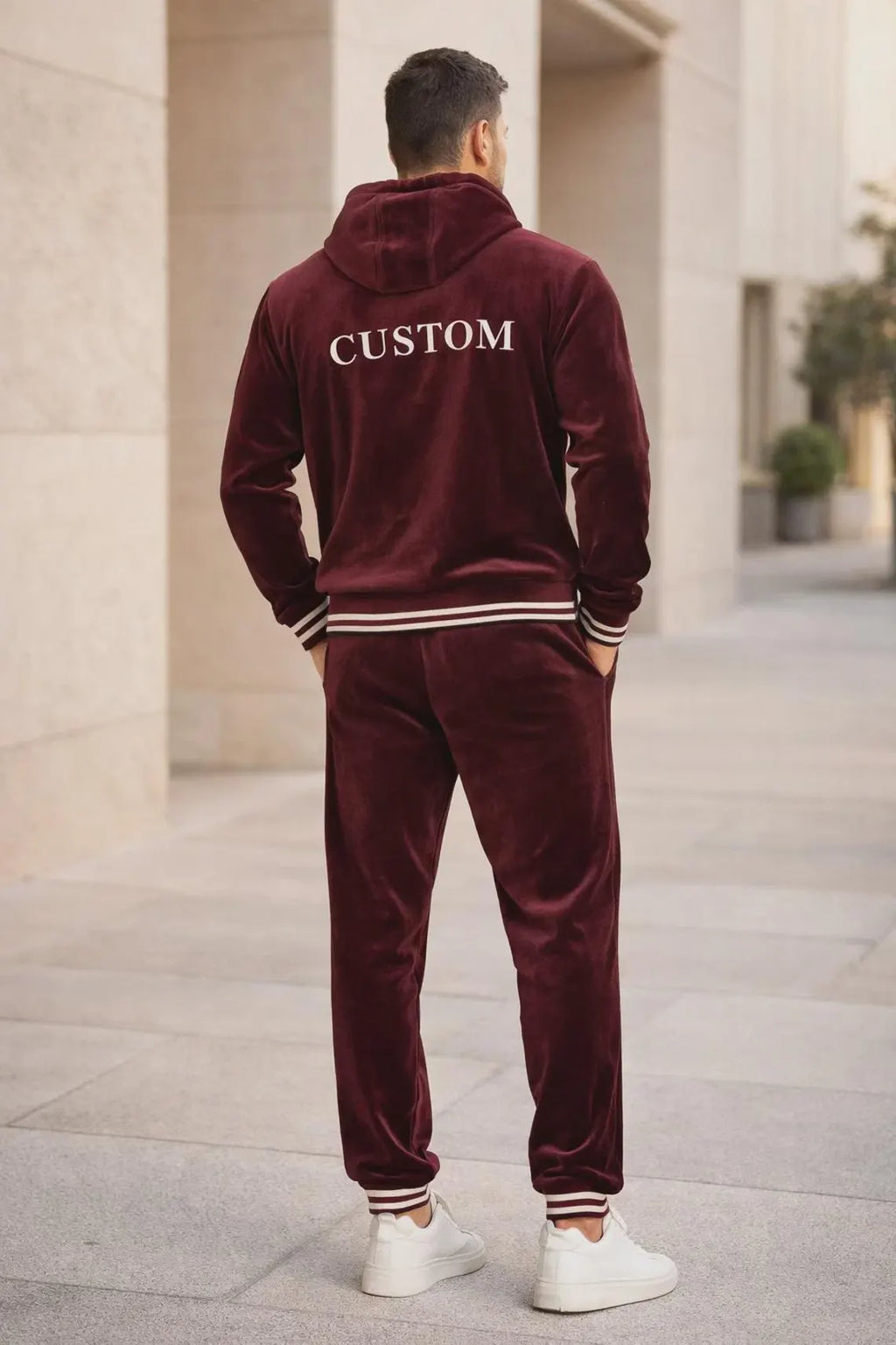 Custom Embroidered Tracksuit for Men, Velour Hoodie and Joggers Set, Luxury Sweat Suit Outfit