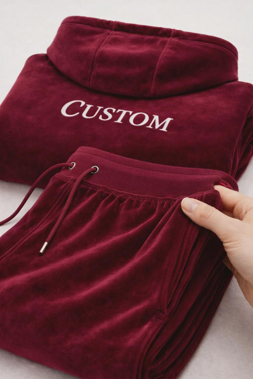 Custom Embroidered Tracksuit for Men, Velour Hoodie and Joggers Set, Luxury Sweat Suit Outfit