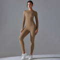 Seamless Yoga Set: High Waist Leggings with Pocket, Long Sleeve Crop Top