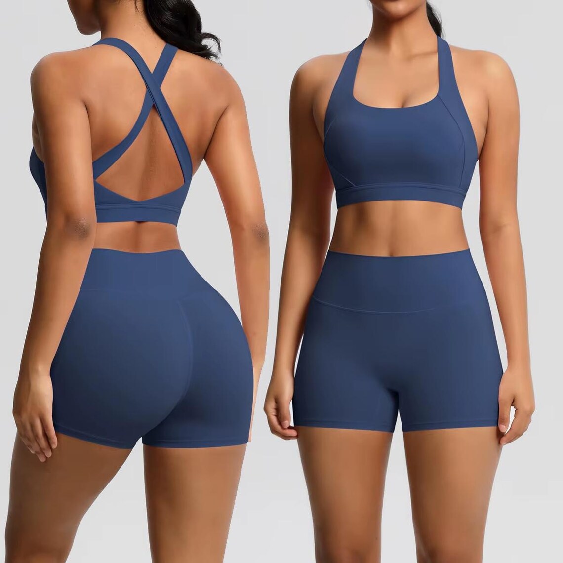 2-Piece Women's Yoga Set - Nude Feel Workout Tracksuit with Sports Bra and Leggings for Fitness and Running