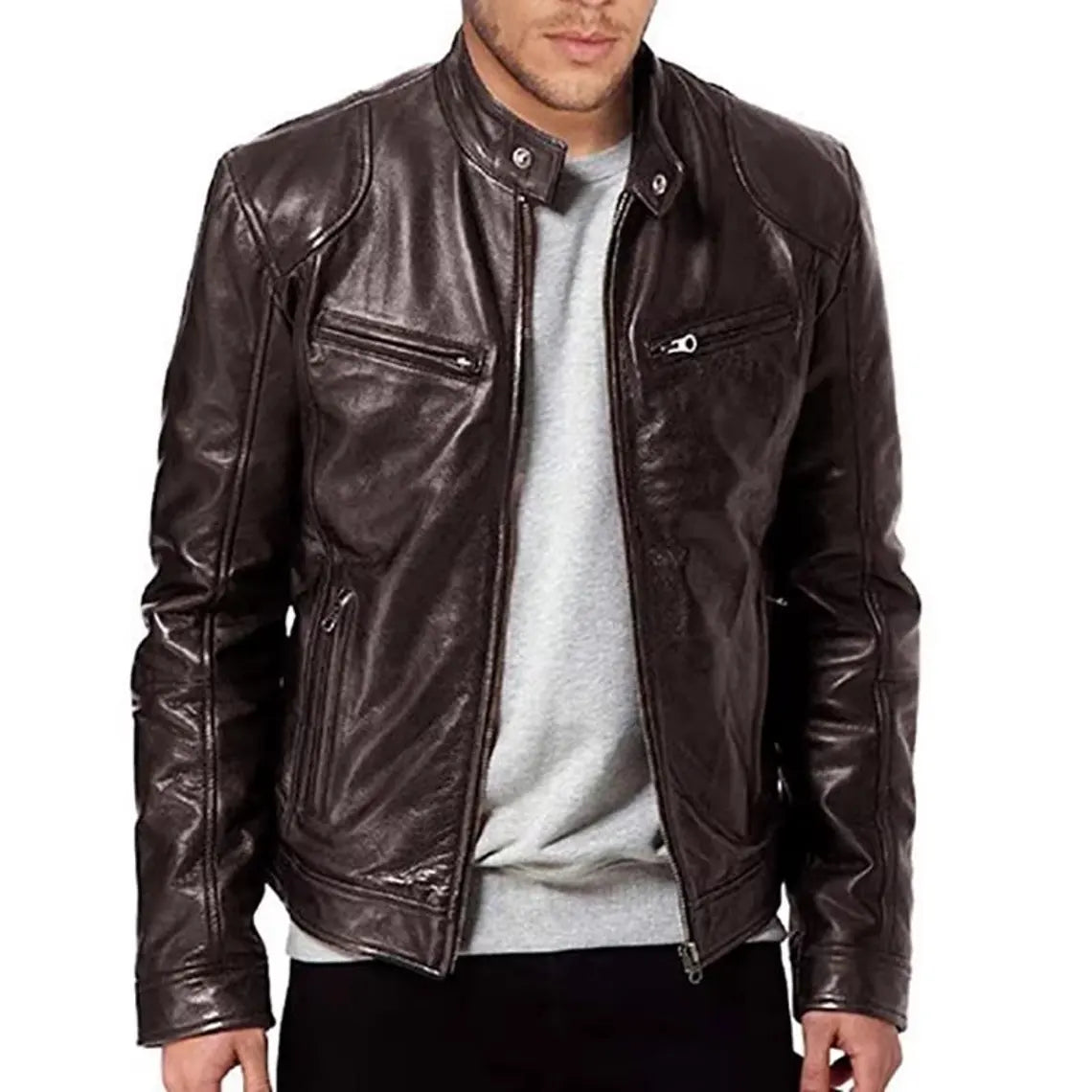 Men's Slim Fit PU Leather Motorcycle Jacket – Autumn Lapel Fashion Coat