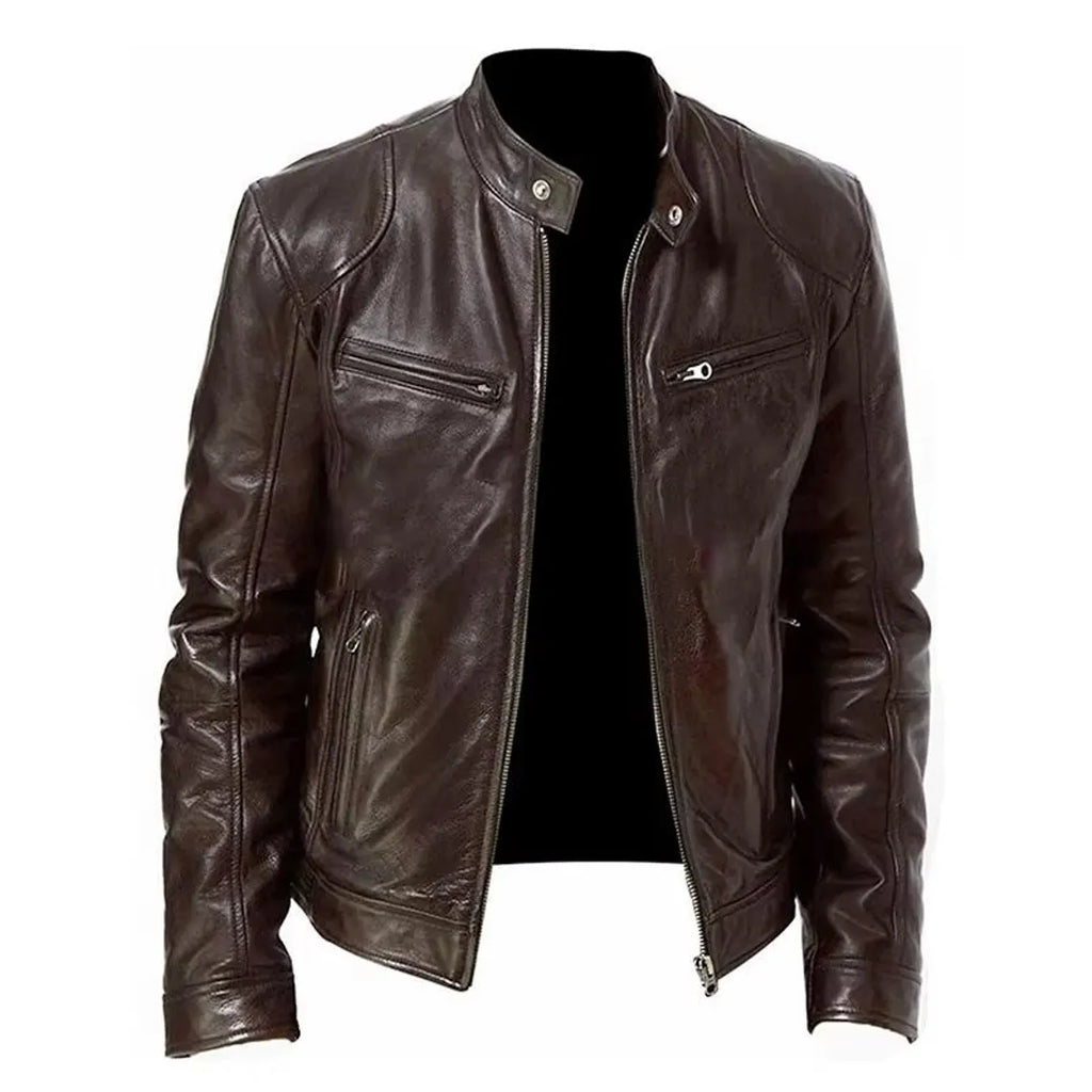 Men's Slim Fit PU Leather Motorcycle Jacket – Autumn Lapel Fashion Coat