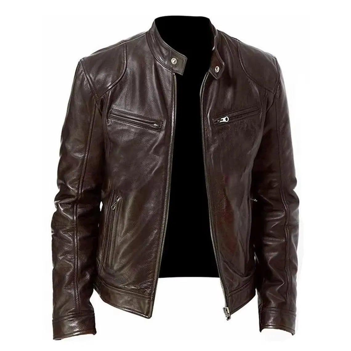 Men's Slim Fit PU Leather Motorcycle Jacket – Autumn Lapel Fashion Coat