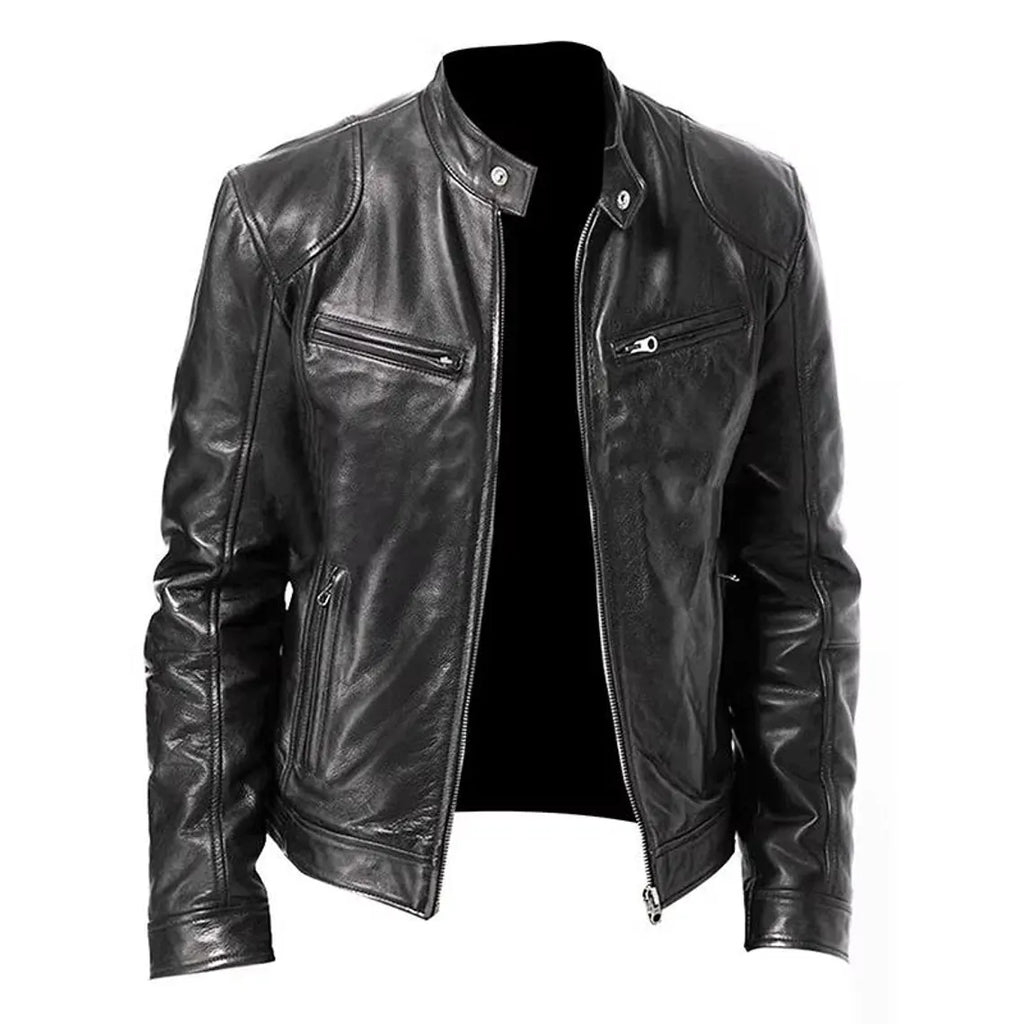 Men's Slim Fit PU Leather Motorcycle Jacket – Autumn Lapel Fashion Coat
