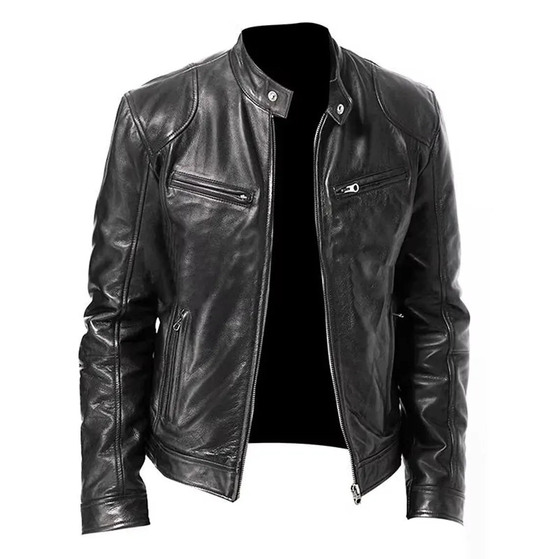 Men's Slim Fit PU Leather Motorcycle Jacket – Autumn Lapel Fashion Coat