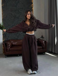 Oversized Tracksuit Women Set, Zip Hoodie and Palazzo Wide Leg Sweatpants, Cozy Athleisure Outfit, Travel Casual Lounge Set Loungewear