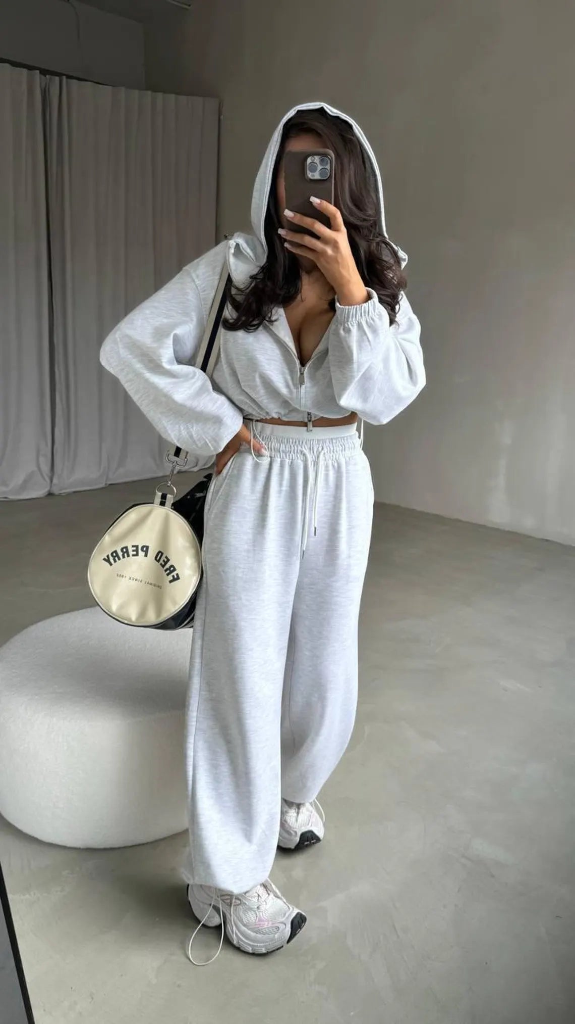 Oversized Tracksuit Women Set, Zip Hoodie and Palazzo Wide Leg Sweatpants, Cozy Athleisure Outfit, Travel Casual Lounge Set Loungewear