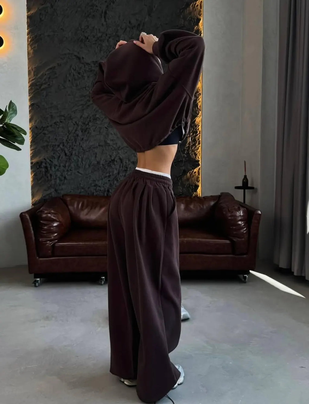 Oversized Tracksuit Women Set, Zip Hoodie and Palazzo Wide Leg Sweatpants, Cozy Athleisure Outfit, Travel Casual Lounge Set Loungewear