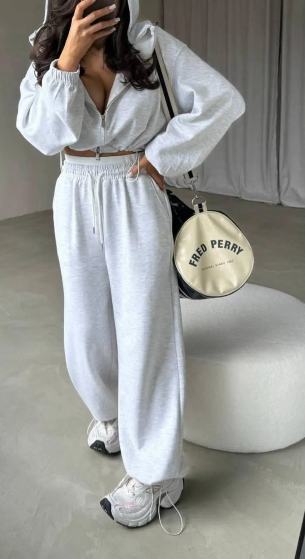 Oversized Tracksuit Women Set, Zip Hoodie and Palazzo Wide Leg Sweatpants, Cozy Athleisure Outfit, Travel Casual Lounge Set Loungewear