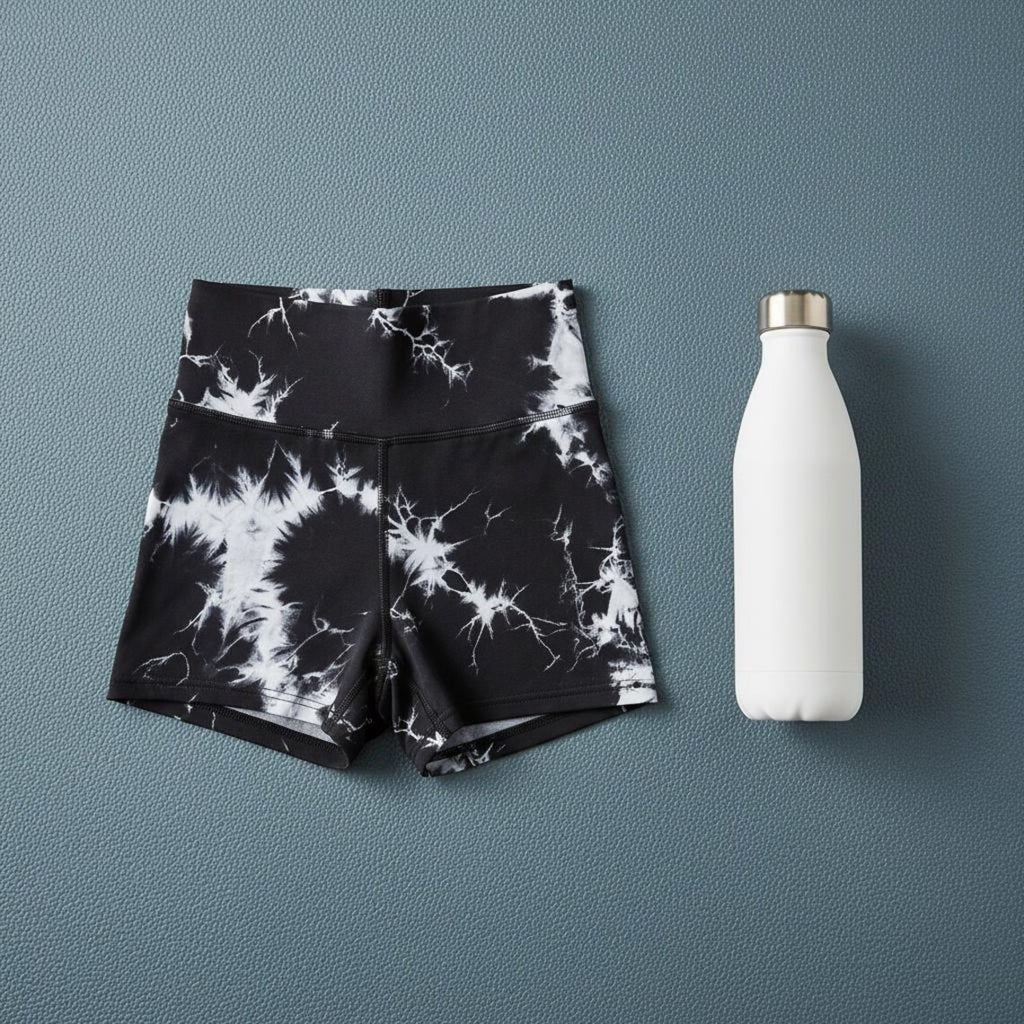 High Waisted Women's Athletic Shorts with Lightning Bolt Pattern for Comfort and Performance
