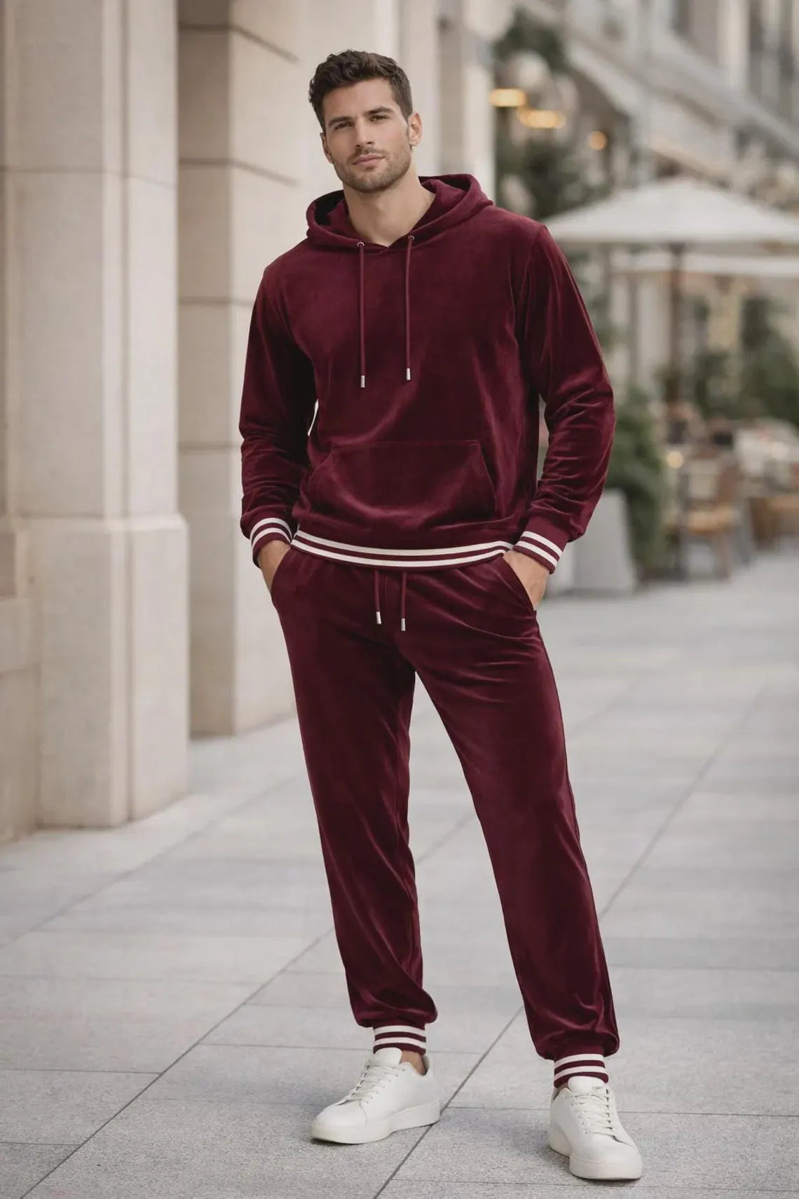 Custom Embroidered Tracksuit for Men, Velour Hoodie and Joggers Set, Luxury Sweat Suit Outfit