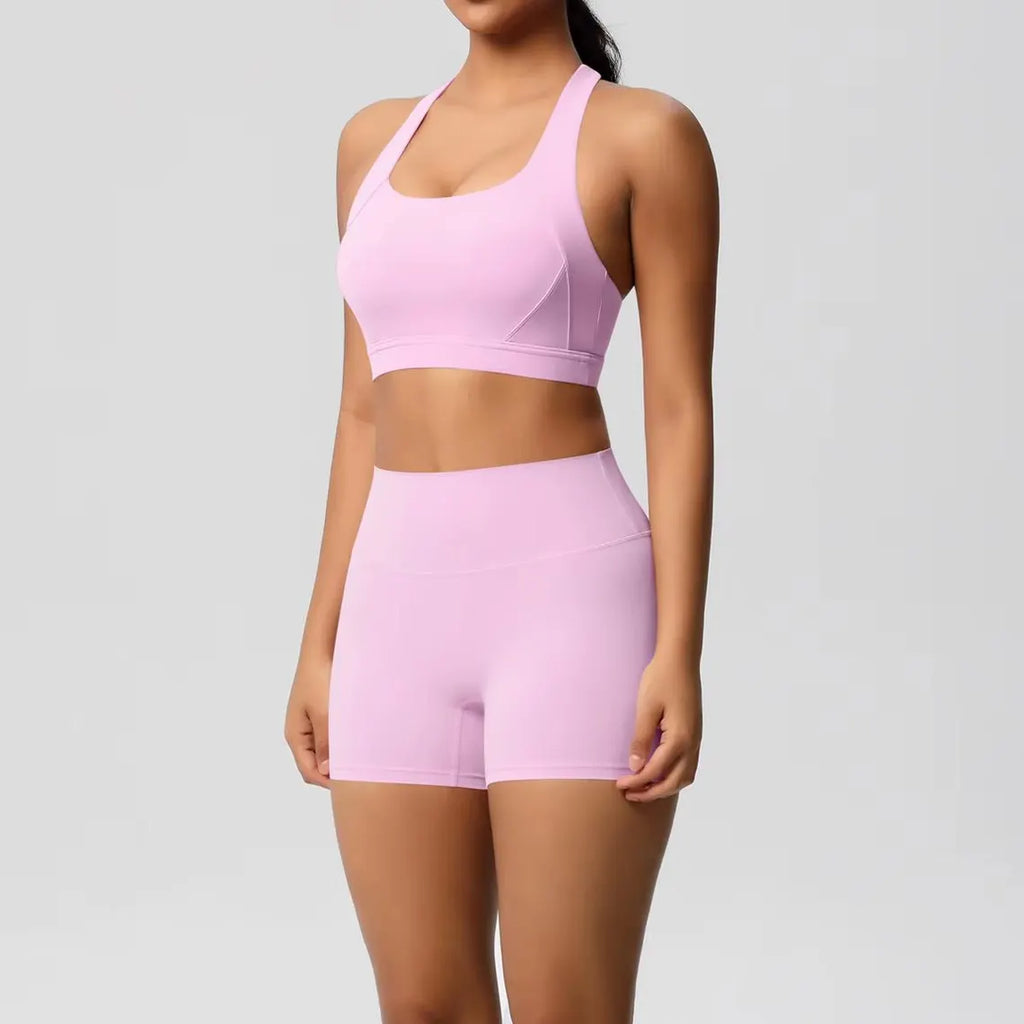 2-Piece Women's Yoga Set - Nude Feel Workout Tracksuit with Sports Bra and Leggings for Fitness and Running