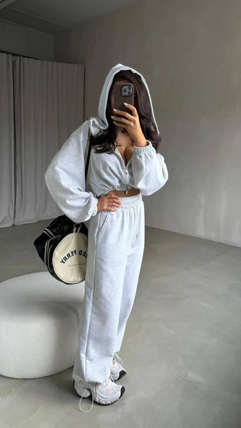 Oversized Tracksuit Women Set, Zip Hoodie and Palazzo Wide Leg Sweatpants, Cozy Athleisure Outfit, Travel Casual Lounge Set Loungewear