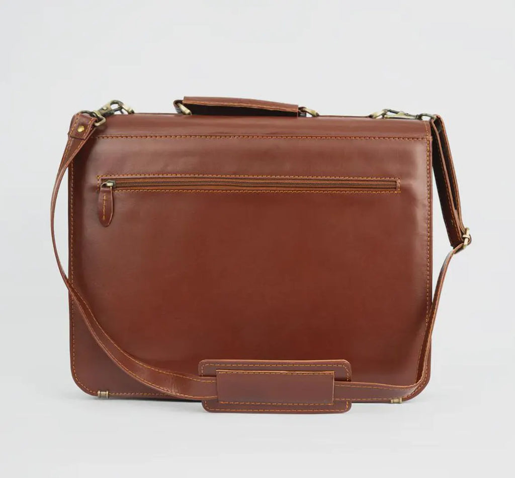 Handcrafted Genuine Cow Leather Laptop Briefcase Bag – Classic Business Edition