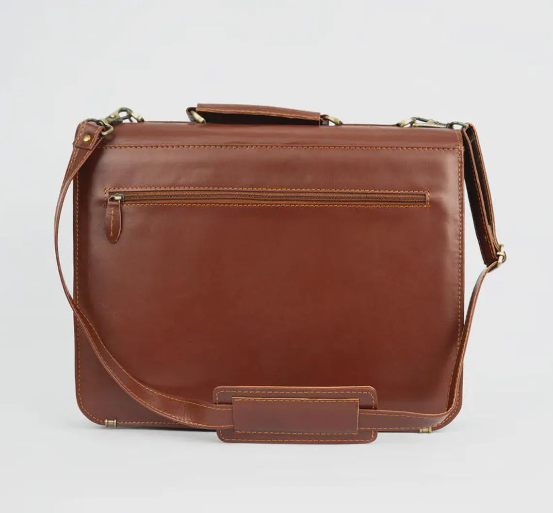 Handcrafted Genuine Cow Leather Laptop Briefcase Bag – Classic Business Edition