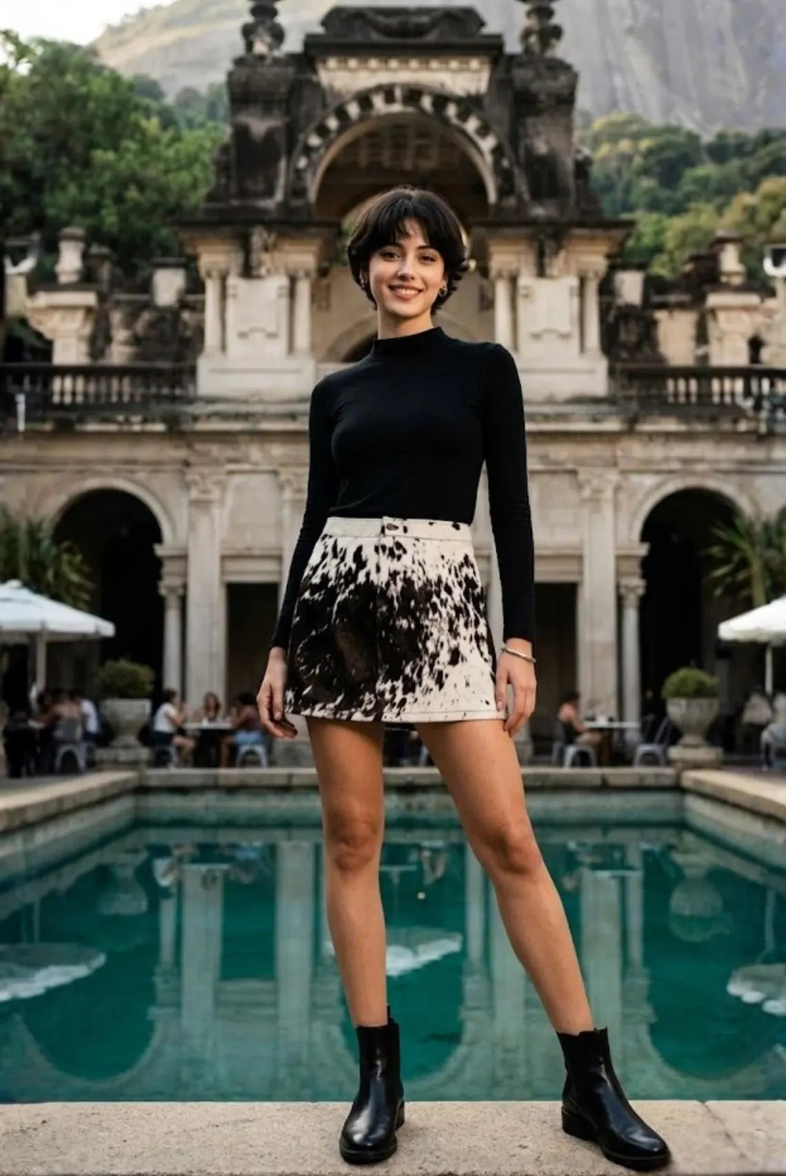 Cowhide Mini Skirt, Handmade Women's Leather Skirt, Boho Western Fashion