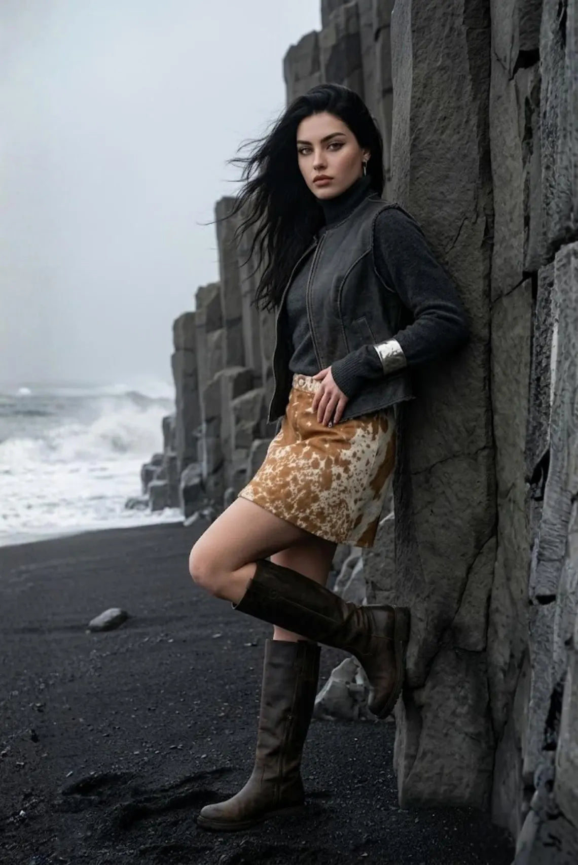 Hair-On Cowhide Mini Skirt | Handmade Western Leather Skirt for Women |Custom Fit