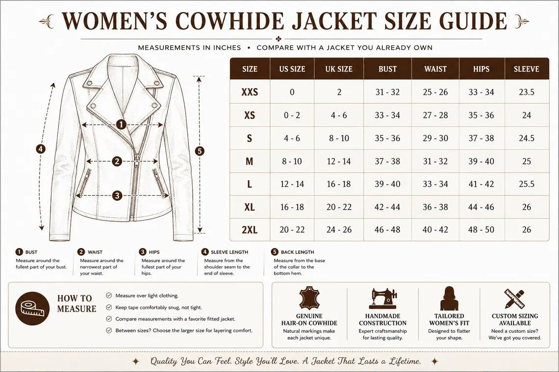 Women's Hair On Hide Biker Coat, Western Moto Outerwear, Genuine Leather Apparel, Black Brown White Fur Fashion