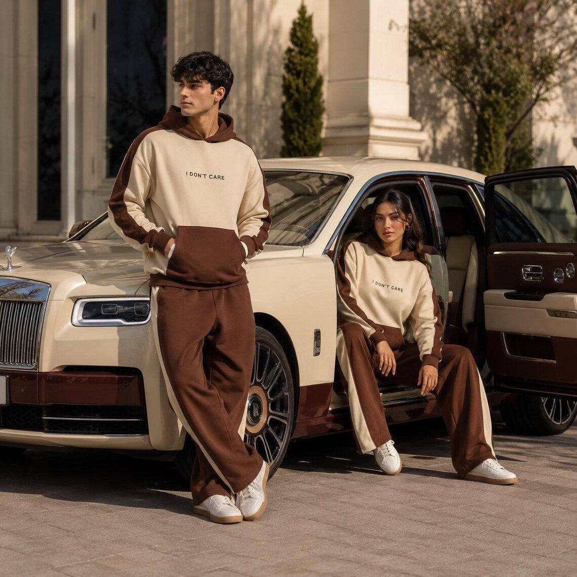 Matching Couple Tracksuit, Oversized Hoodie and , Luxury Streetwear Outfit, Wide Leg Lounge Wear