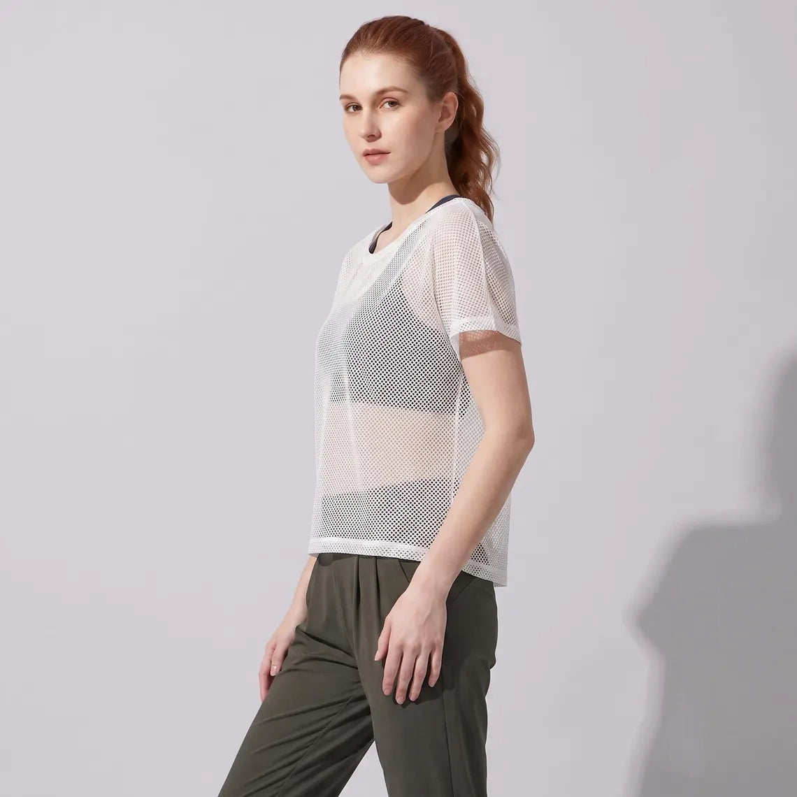 Women Mesh Workout Top | Breathable Gym Yoga Tee Fitness Tank | Layering Activewear