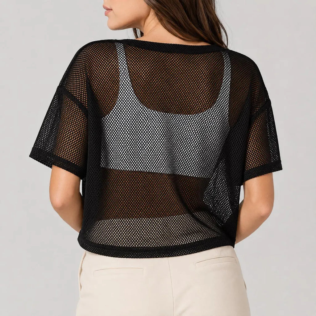 Women Mesh Workout Top | Breathable Gym Yoga Tee Fitness Tank | Layering Activewear