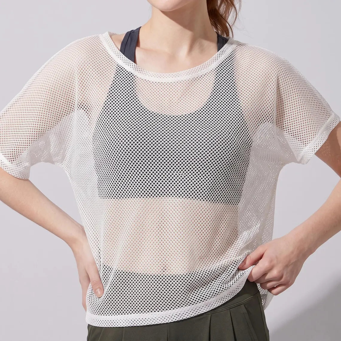 Women Mesh Workout Top | Breathable Gym Yoga Tee Fitness Tank | Layering Activewear
