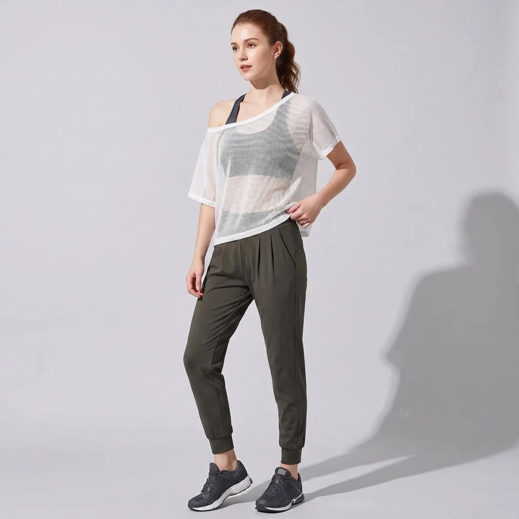Women Mesh Workout Top | Breathable Gym Yoga Tee Fitness Tank | Layering Activewear