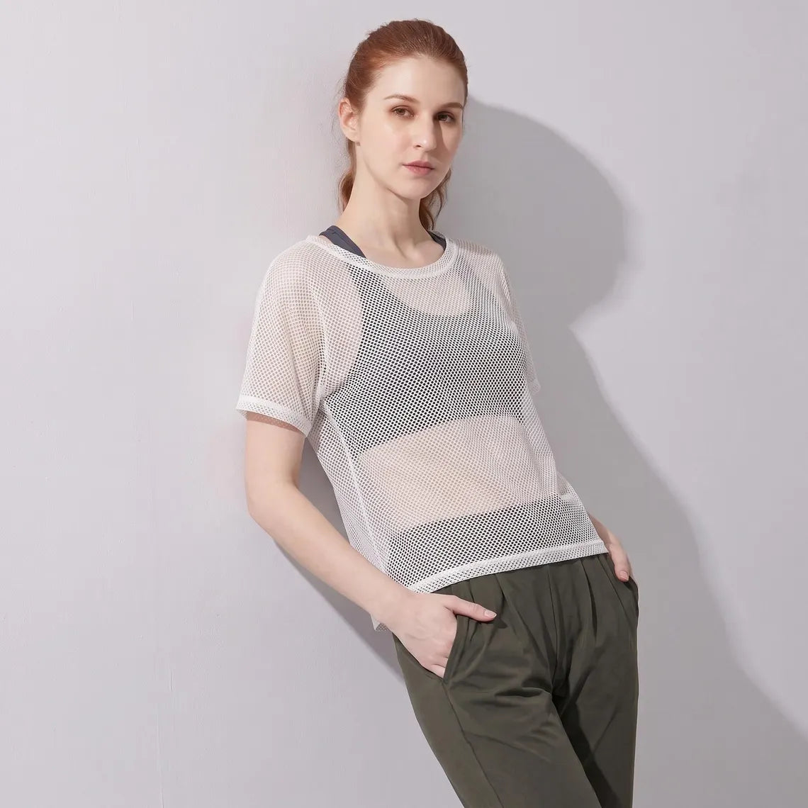 Women Mesh Workout Top | Breathable Gym Yoga Tee Fitness Tank | Layering Activewear