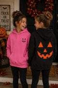 Jack-O'-Lantern Hoodie | Youth Halloween Hoodie | Pumpkin Face Sibling Sweatshirt | Gift for Kids
