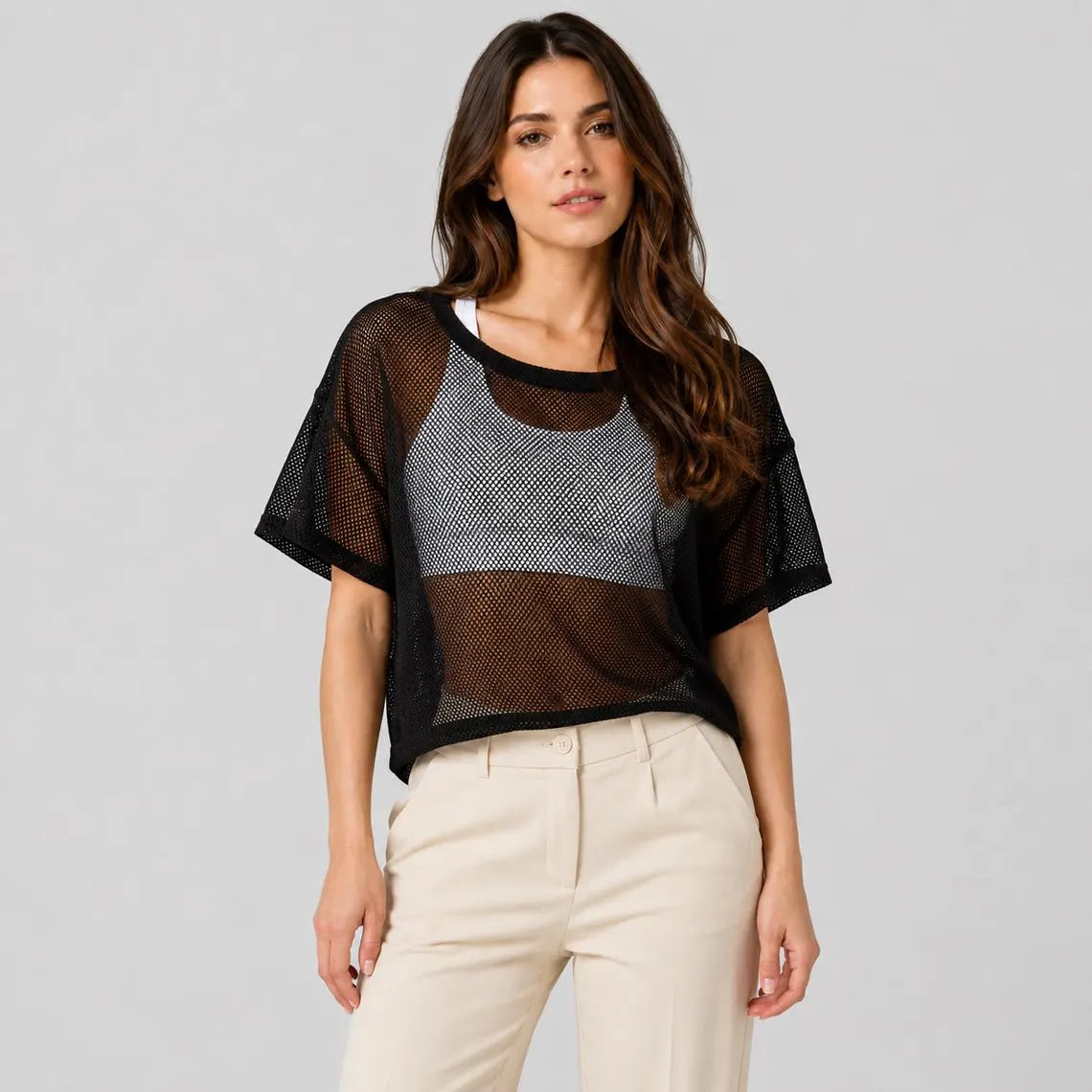 Women Mesh Workout Top | Breathable Gym Yoga Tee Fitness Tank | Layering Activewear