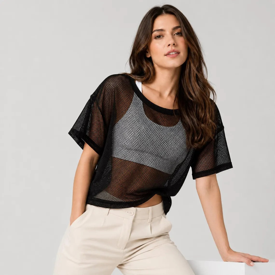 Women Mesh Workout Top | Breathable Gym Yoga Tee Fitness Tank | Layering Activewear