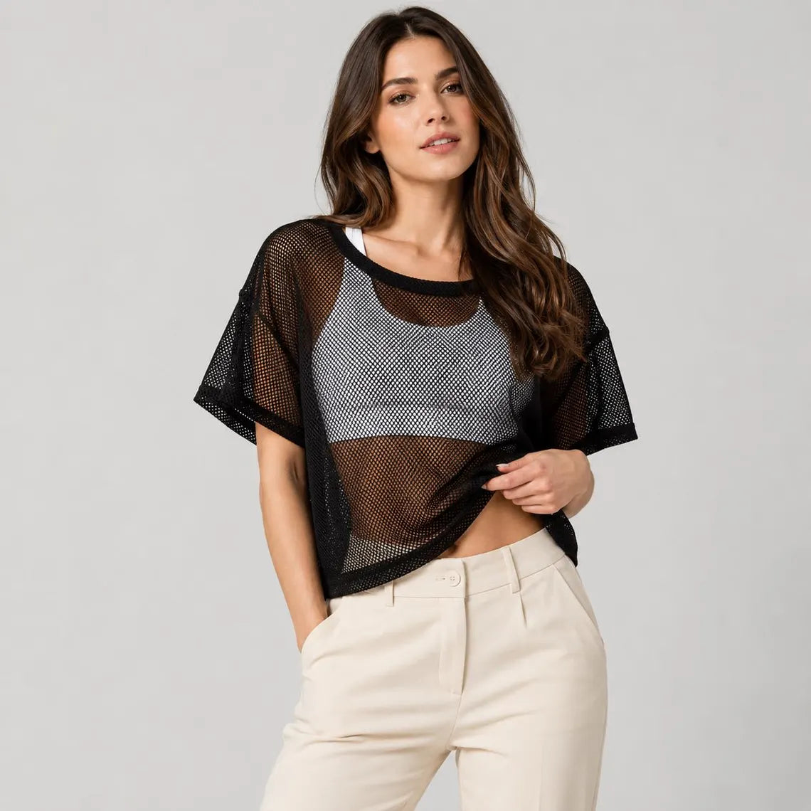 Women Mesh Workout Top | Breathable Gym Yoga Tee Fitness Tank | Layering Activewear