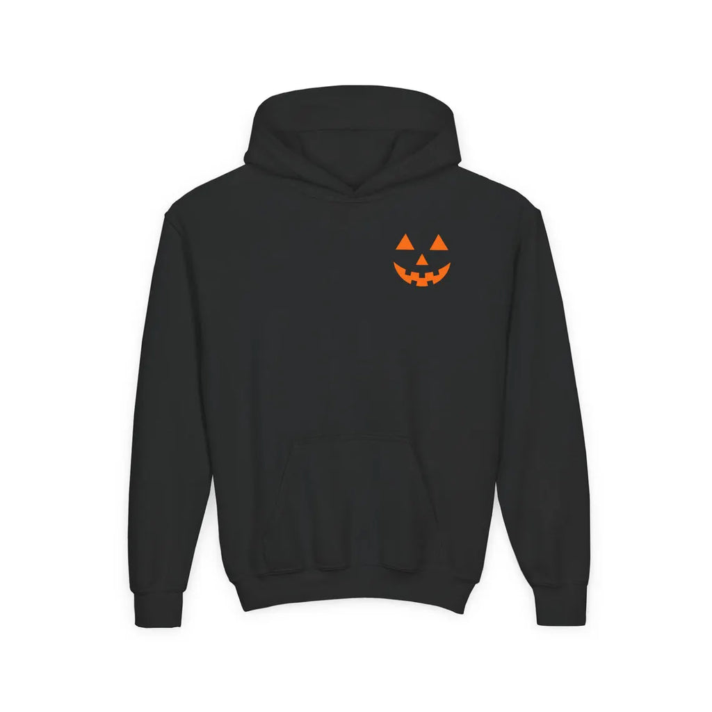 Jack-O'-Lantern Hoodie | Youth Halloween Hoodie | Pumpkin Face Sibling Sweatshirt | Gift for Kids