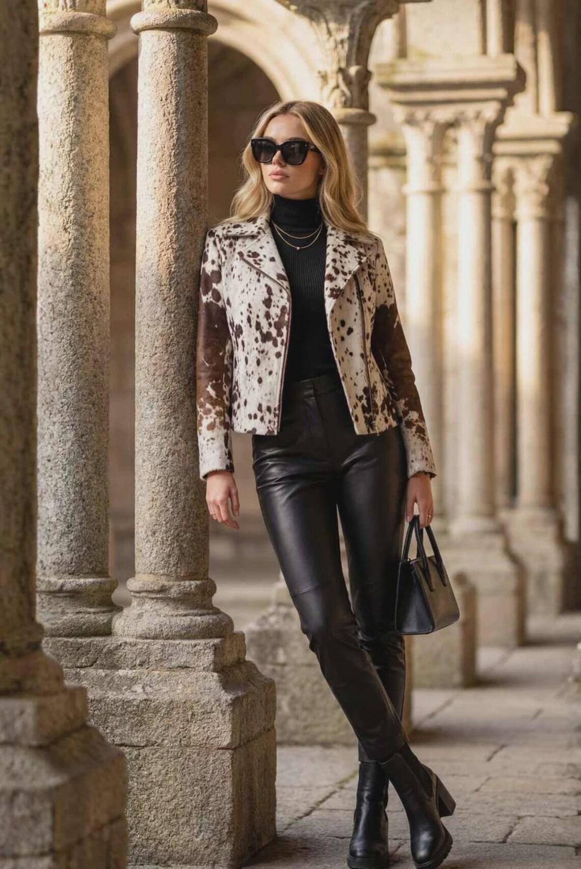 Custom Fit Women's Cowhide Hair-On Leather Jacket – Western Fashion Outerwear