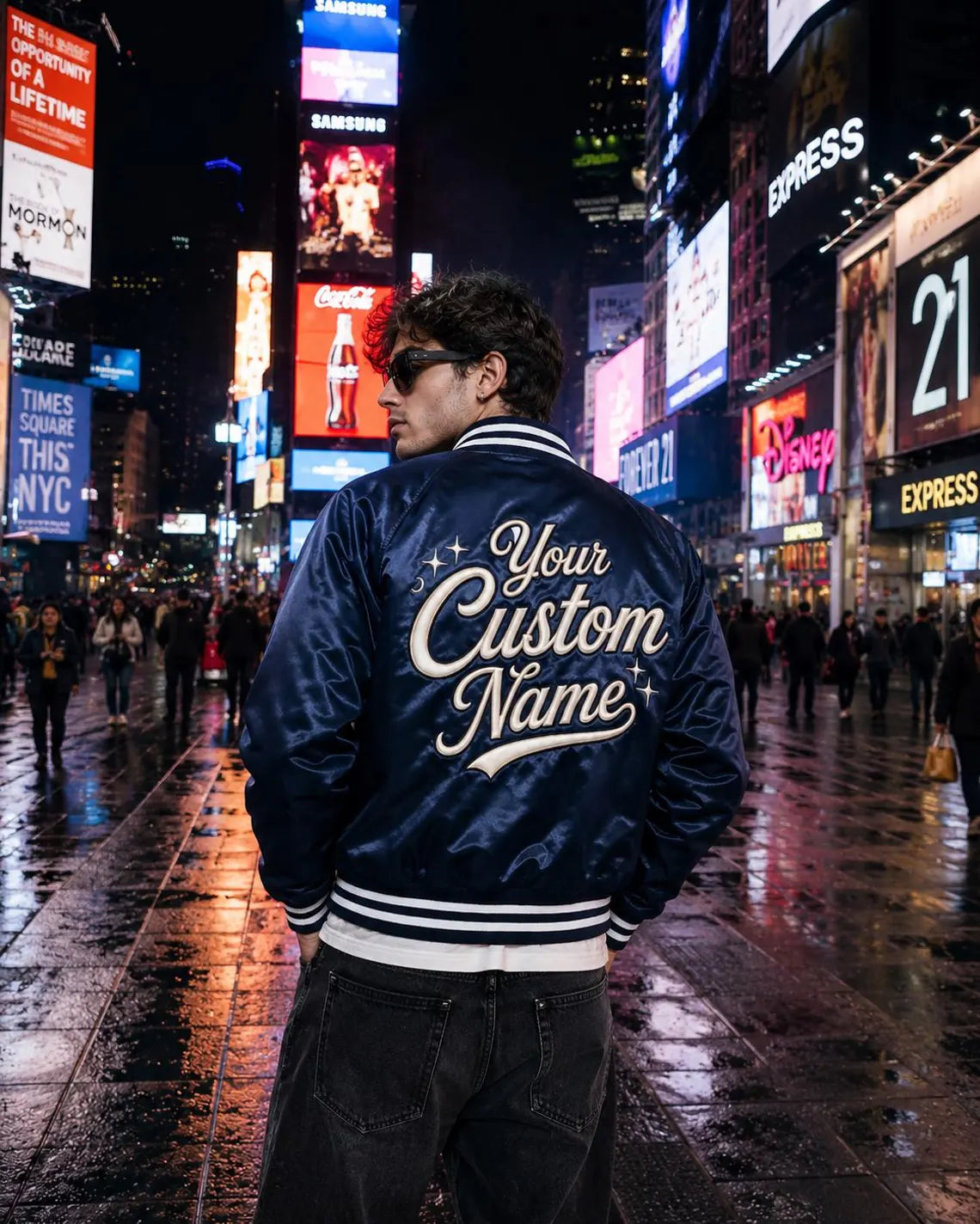 Personalized Satin Varsity Jacket, Custom Name Letterman Bomber, Unisex Streetwear