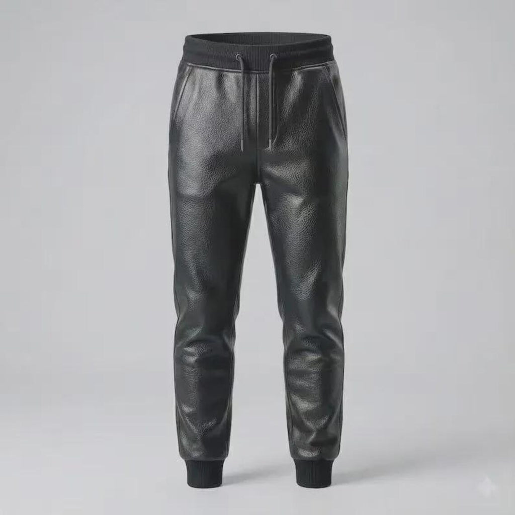 LUXE Faux Leather Tracksuit - Zip Hoodie & Jogger Set - Premium Leather Loungewear