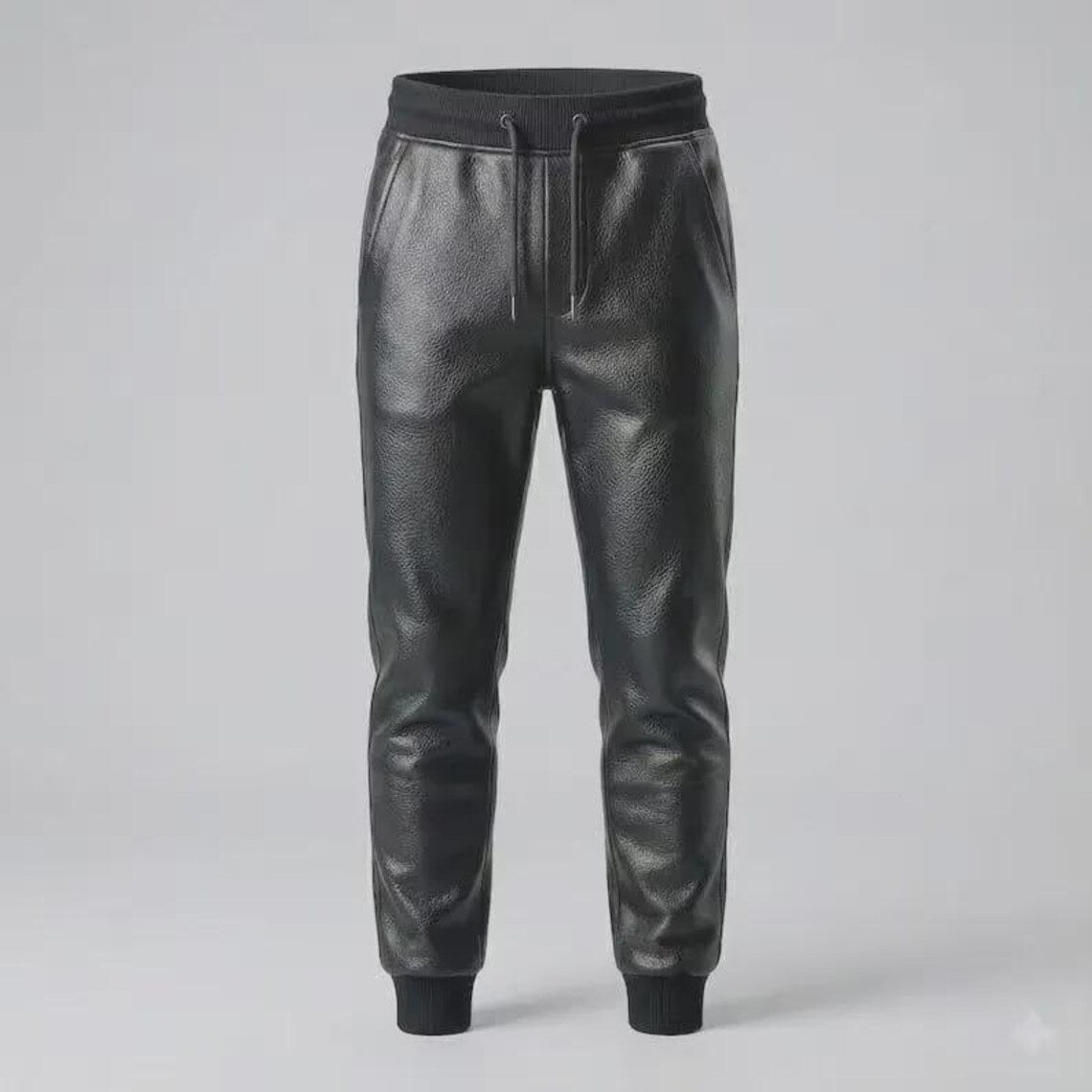 LUXE Faux Leather Tracksuit - Zip Hoodie & Jogger Set - Premium Leather Loungewear