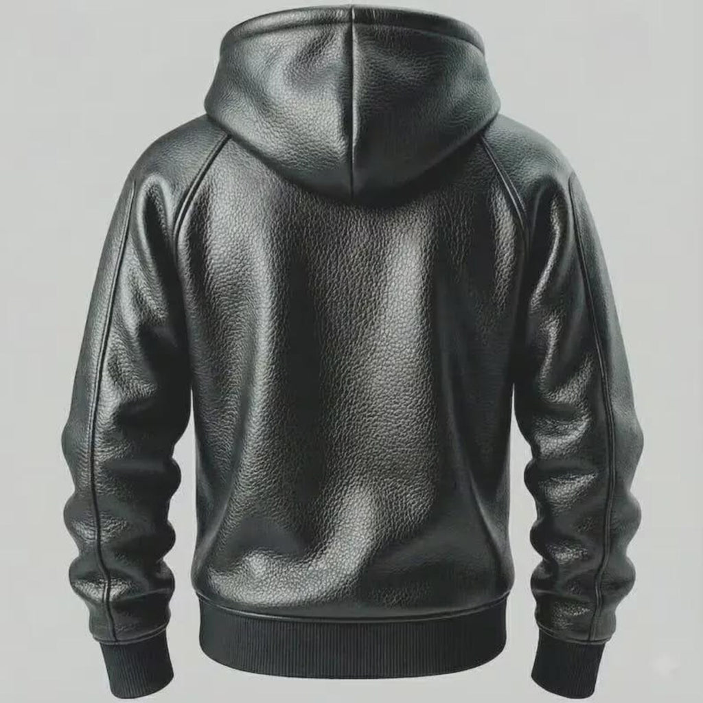 LUXE Faux Leather Tracksuit - Zip Hoodie & Jogger Set - Premium Leather Loungewear