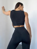 Women's High-Waist Leggings & Crop Top Set | Gym Yoga Athletic Wear (4 Colors)