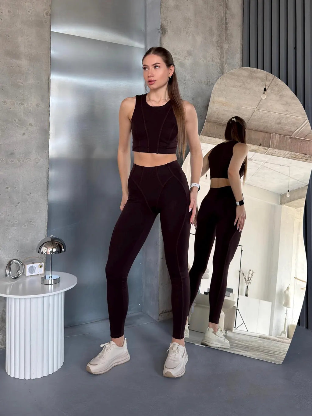 Women's High-Waist Leggings & Crop Top Set | Gym Yoga Athletic Wear (4 Colors)